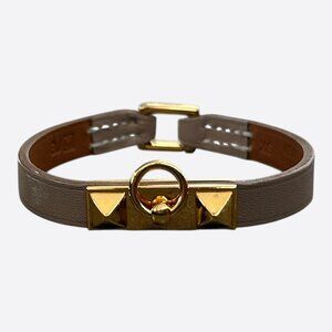 Hermes Etoupe Swift & Gold Hardware Mini Rivale Bracelet